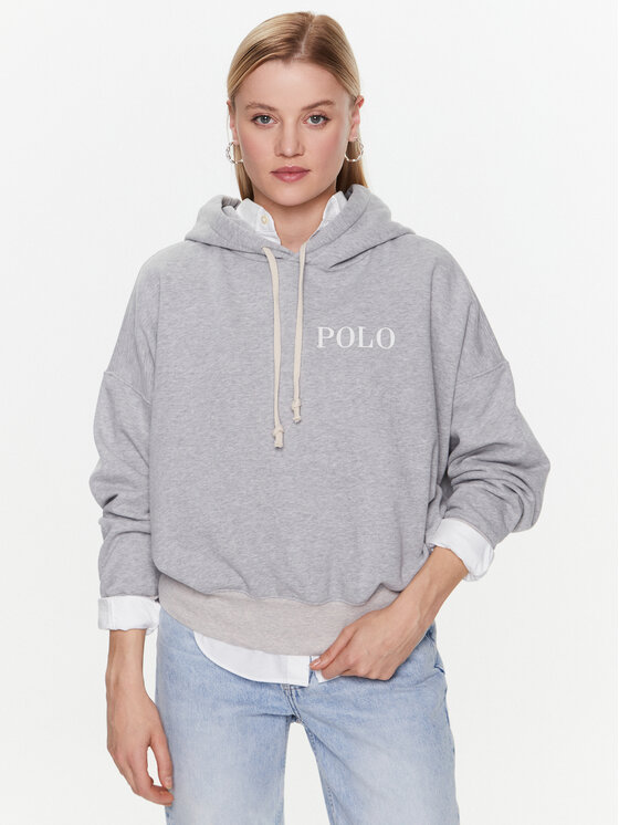 POLO RALPH LAUREN - Women's winter relaxed sweatshirt with college logo -  grey - 211910173001