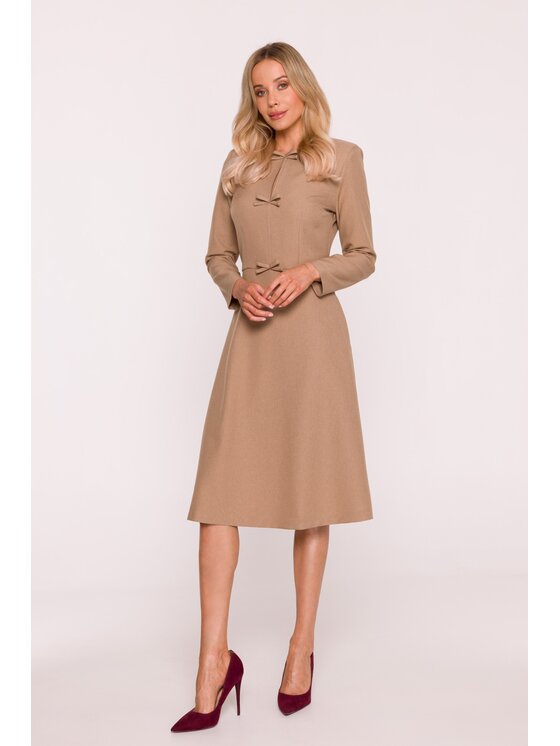 Stylove Stylove Sukienka codzienna S413 Beżowy A-Line Fit