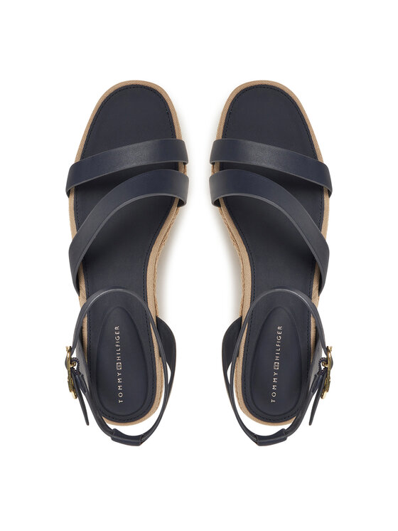 Tommy Hilfiger Tommy Hilfiger Espadrilles Ankle Strap Leather Platform FW0FW08497 Tumši zils