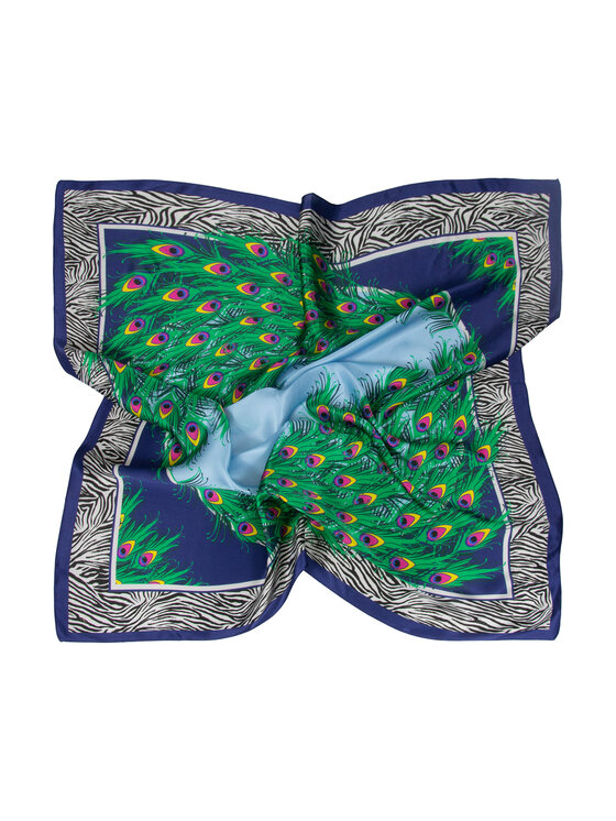ALLORA BE UNIQUE ALLORA BE UNIQUE Foulard 100% jedwab w pawie oczka Blu scuro
