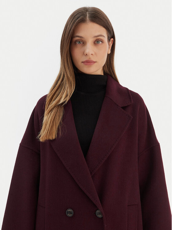 ViCOLO ViCOLO Vlněný kabát TF0003 Bordó Regular Fit