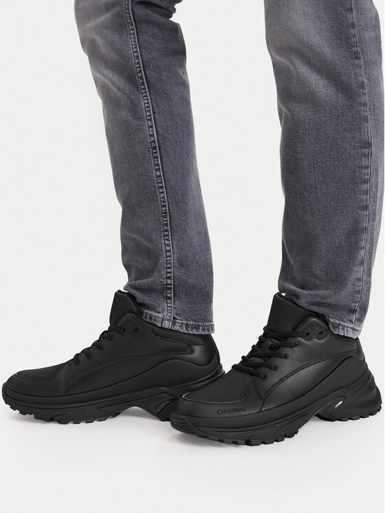 Calvin Klein Superge Hike Runner Mid Laceup Tech Mix YM0YM01418 Črna