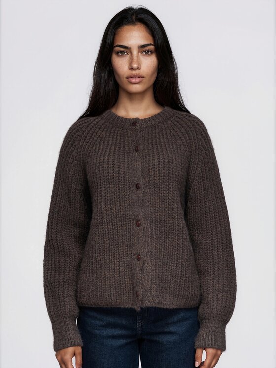 Ombre Ombre Sweter OW-SW-E0071 Brązowy Relaxed Fit