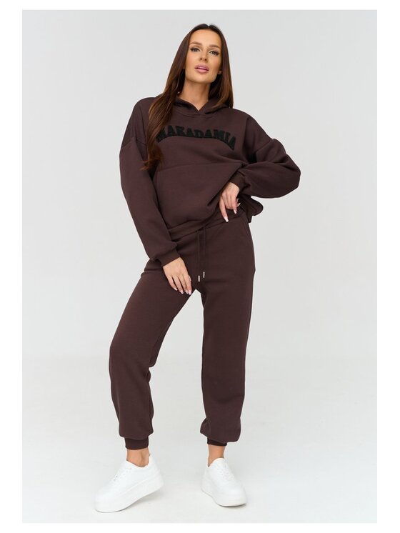 Makadamia Makadamia Dres A16 Brązowy Loose Fit