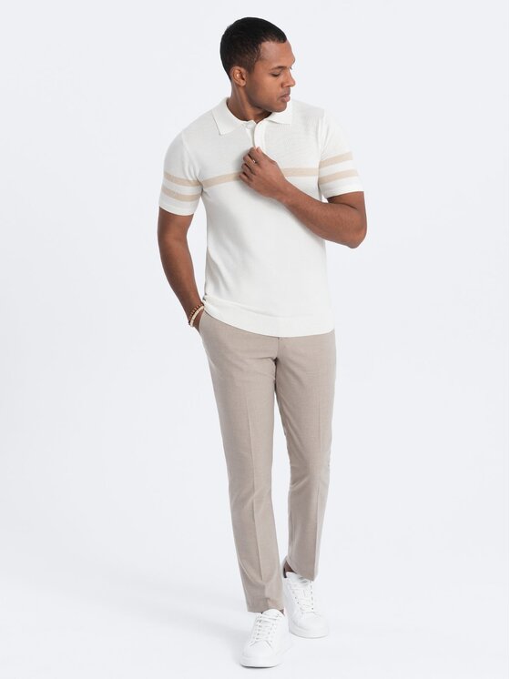 Ombre Ombre Polokošile OM-POSS-0118 Écru Regular Fit