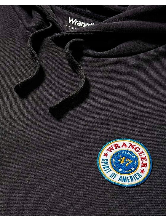 Wrangler Wrangler Bluza Logo Hoodie Czarny Hoodie Fit