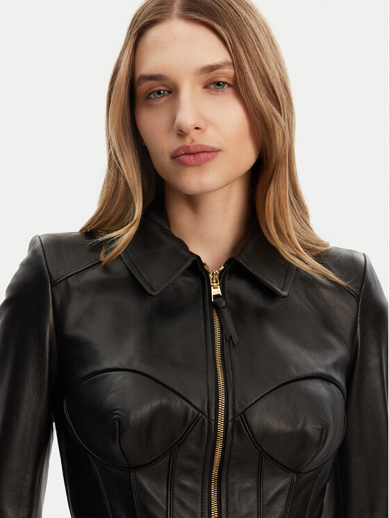 Elisabetta Franchi Elisabetta Franchi Шкіряна куртка GD-46Z-51E2-V1300 Чорний Regular Fit