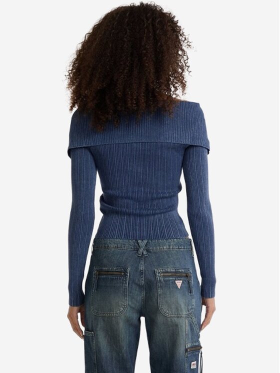 Guess Guess Ζακέτα go collar ribbed cardigan Μπλε Slim Fit