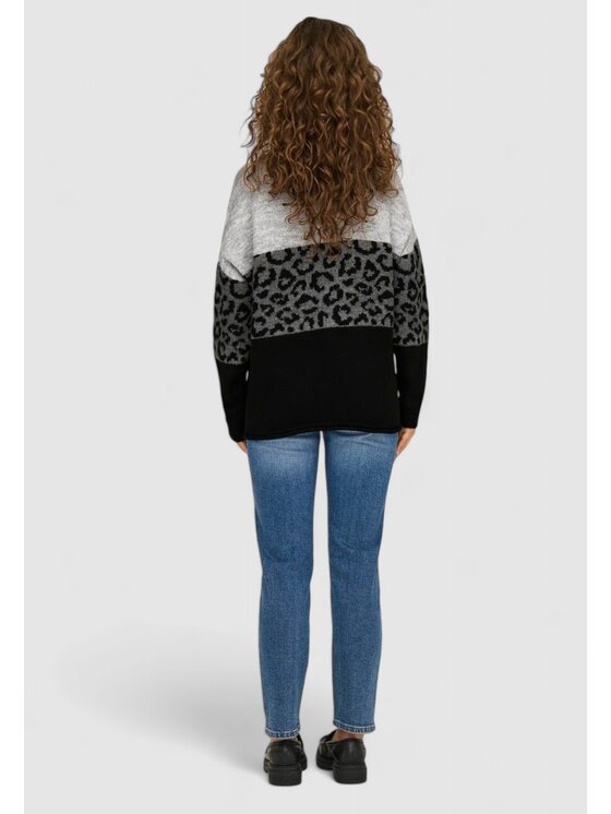 ONLY ONLY Maglione Onljade Animal Ls O-Neck Noos Knt Grigio Regular Fit