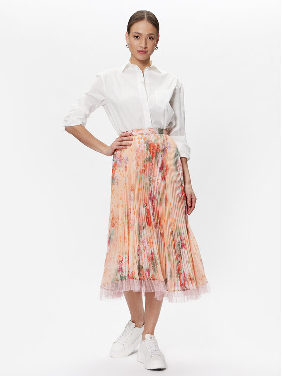 TWINSET TWINSET Fustă plisată 231TP2733 Portocaliu Regular Fit