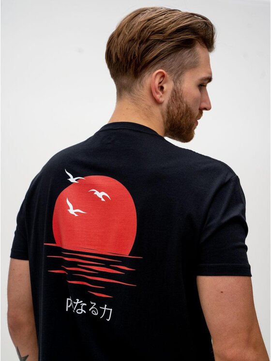 MyStars MyStars T-Shirt Koszulka Z Krótkim Rękawem My Stars Japan Sunset Czarna L Czarny Regular Fit