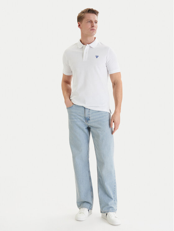 Guess Guess Тениска с яка и копчета F6GP03 K9WF1 Бял Slim Fit