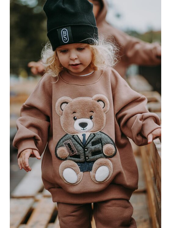 Bejbi Story Bejbi Story Bluza Bluza oversize Harry Teddy bez kaptura Brązowy Oversize