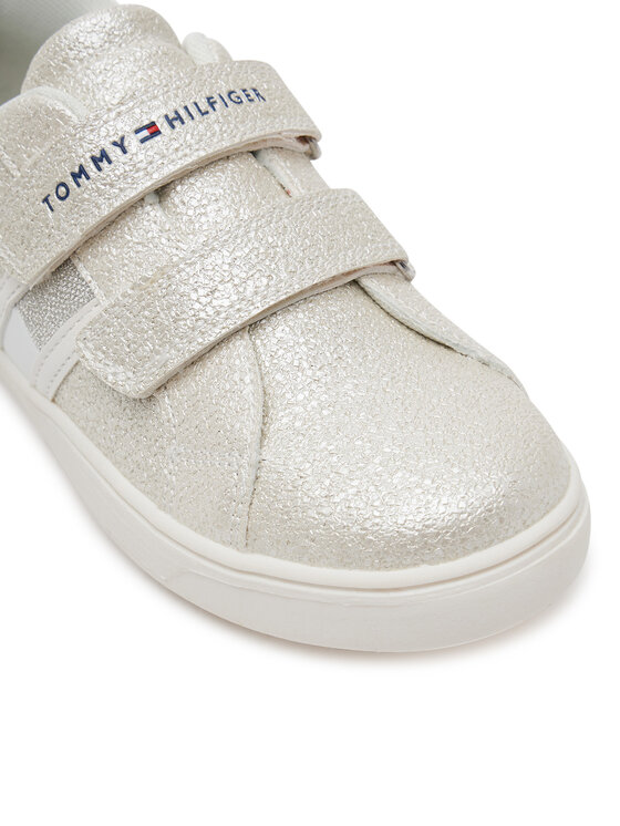 Tommy Hilfiger Tommy Hilfiger Снікерcи Flag Low Cut Velcro Sneaker T1A9-33726-0375 S Écru