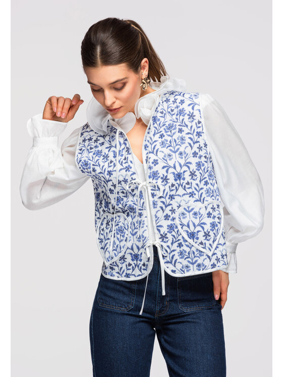 Ombre Ombre Kamizelka OW-VE-E0003 Niebieski Regular Fit