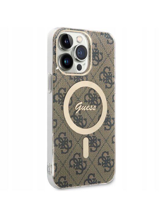 Guess Guess Etui na telefon IML 4G MagSafe Brązowy