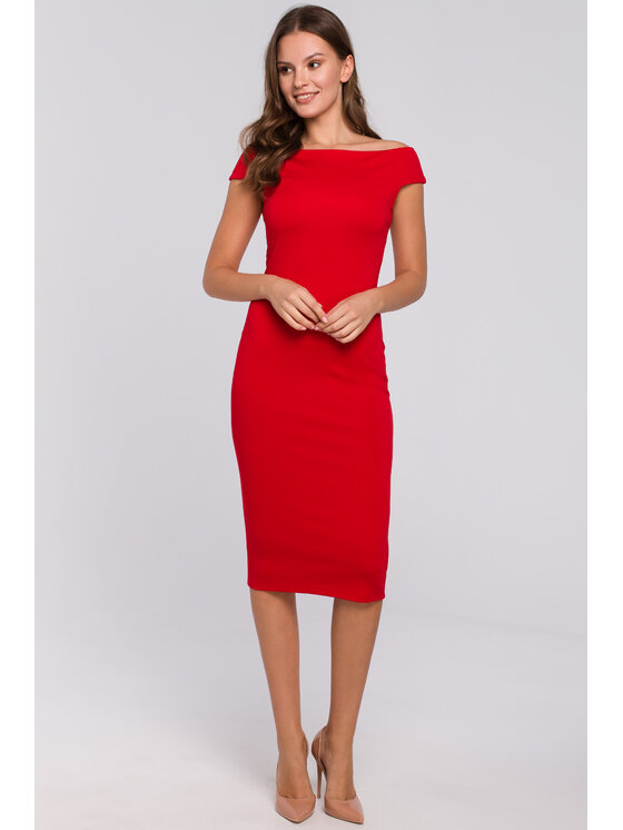 Makover Makover Vestito di maglia K001 Rosso Regular Fit