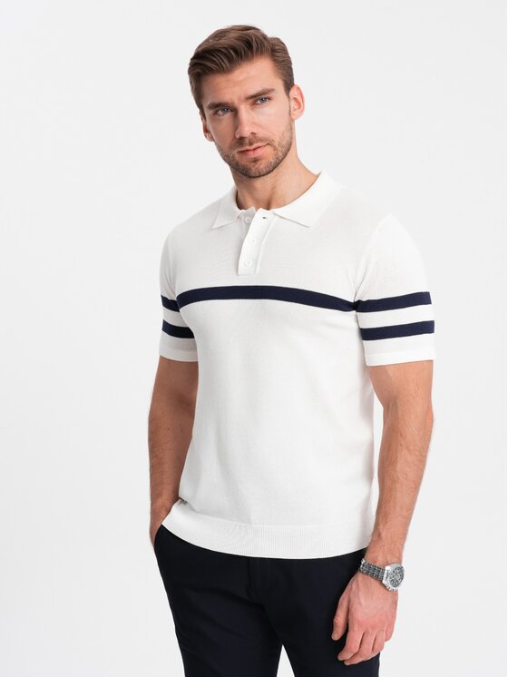 Ombre Ombre Polo OM-POSS-0118 Biały Regular Fit