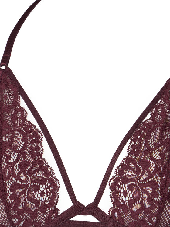 Hunkemöller Hunkemöller Biustonosz z fiszbiną 302379 Bordowy