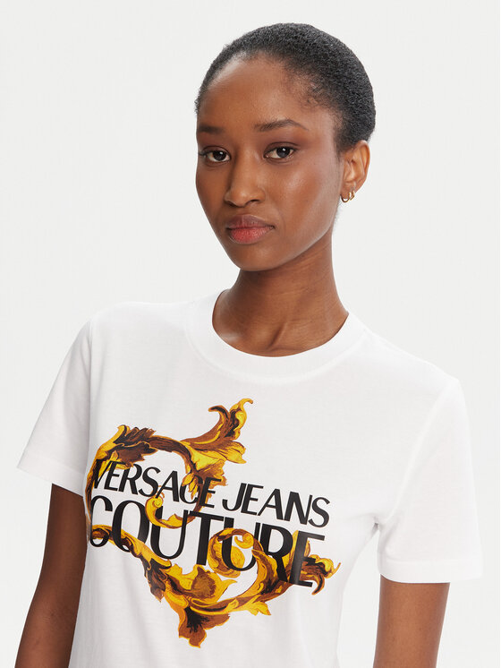 Versace Jeans Couture Versace Jeans Couture Tričko 79HAHE06 CJ00E Biela Regular Fit