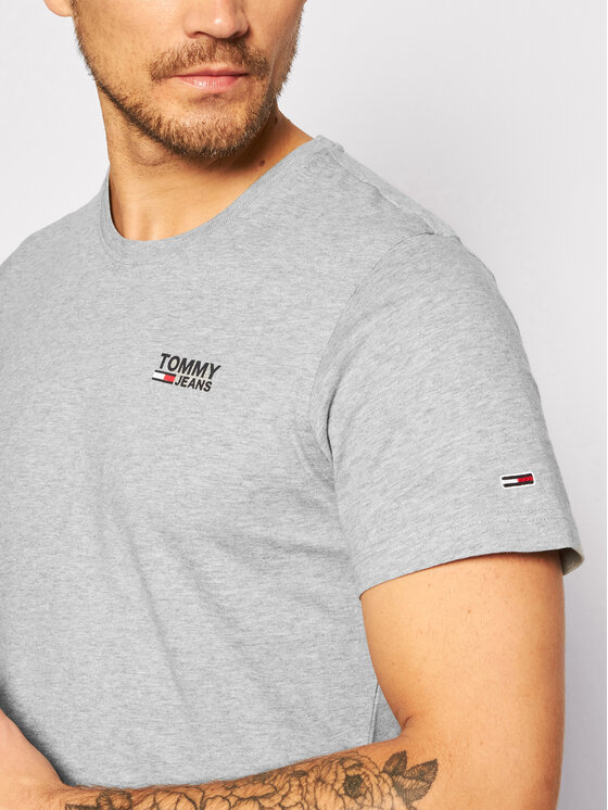 Tommy Jeans T-shirt Corp Logo C Neck DM0DM09588 Grigio Regular Fit •  Modivo.it