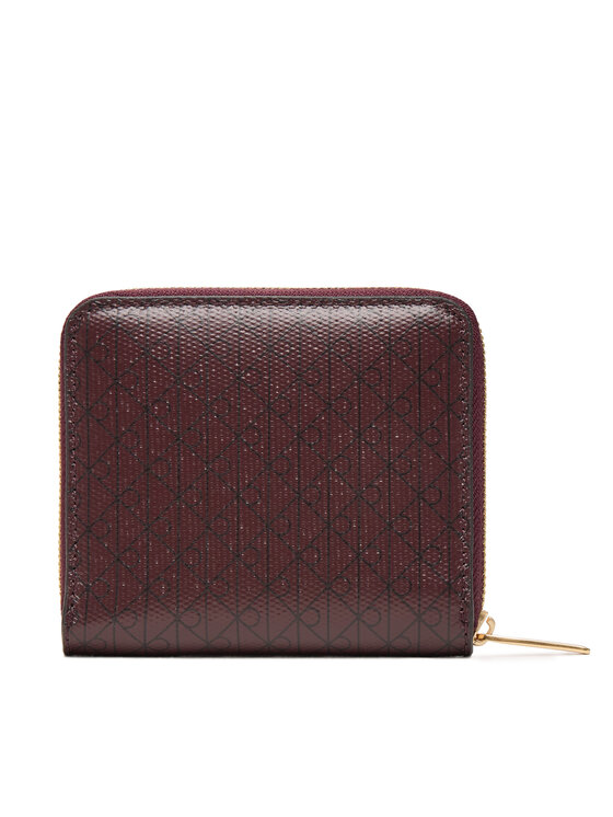 Calvin Klein Mały Portfel Damski Emblem Aop Square Zip Around LV04F1089G Bordowy