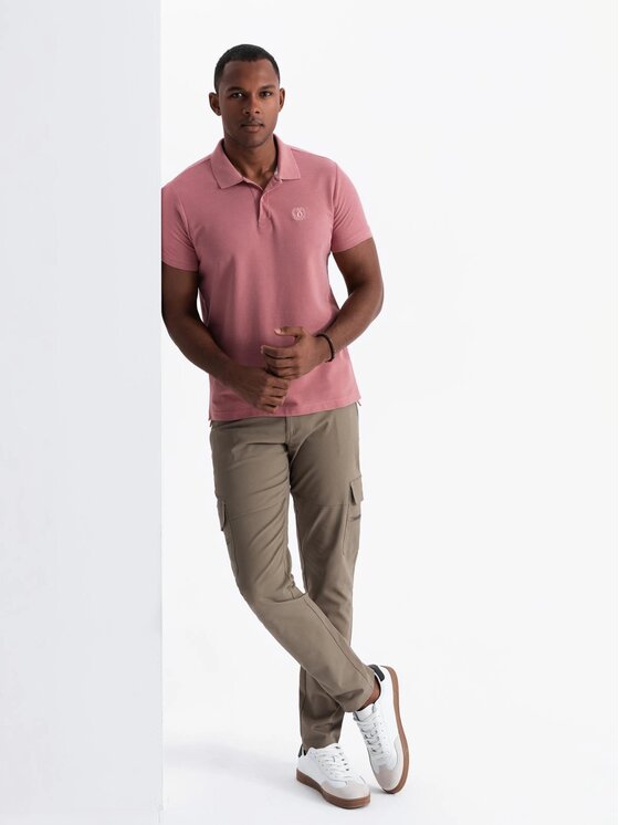 Ombre Ombre Polokošile OM-POBS-0100 Růžová Regular Fit