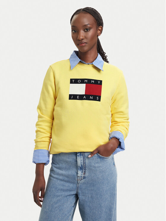 Tommy Jeans Hanorac Flag DW0DW22564 Galben deschis Regular Fit