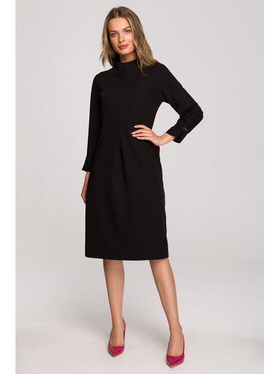 Stylove Stylove Koktejlové šaty S318 Černá Regular Fit