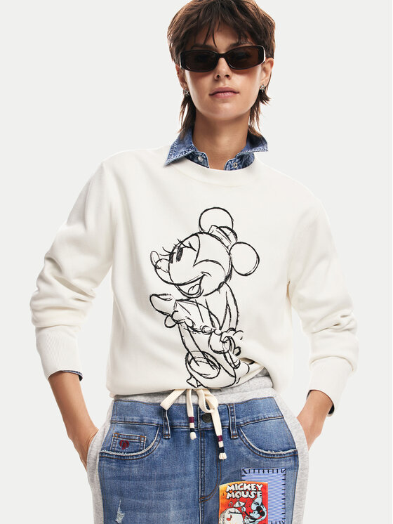 Desigual Desigual Sweter Minnie Mouse 24WWJF77 Écru Regular Fit