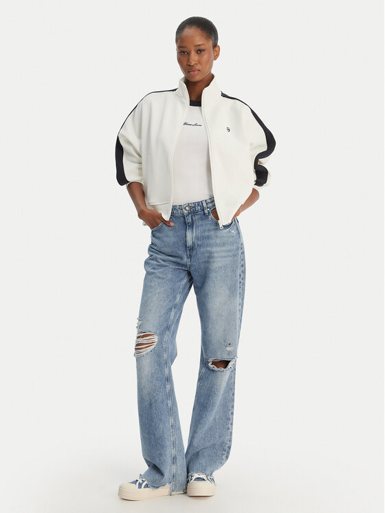 Guess Jeans Guess Jeans Majica dugih rukava W6GQZ3 KB212 Bijela Relaxed Fit