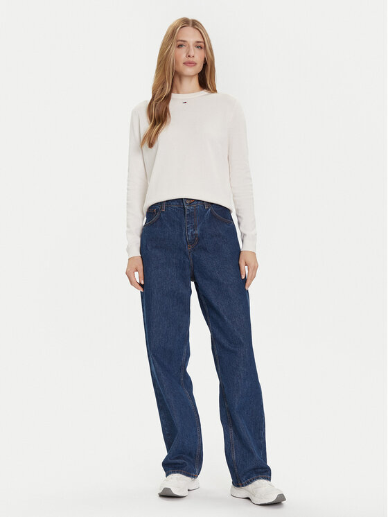 Tommy Jeans Tommy Jeans Pulover Essential DW0DW20159 Écru Regular Fit