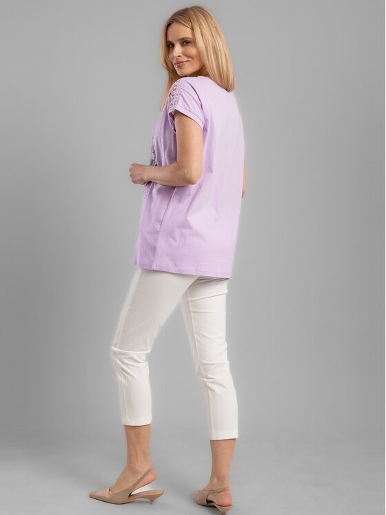 Perso Perso T-Shirt TCE242202F Fioletowy Regular Fit