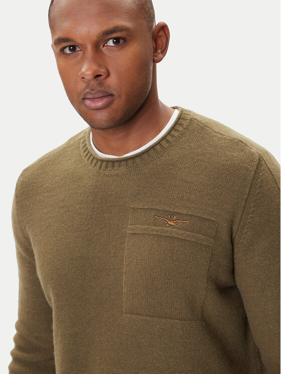 Aeronautica Militare Aeronautica Militare Pulover 252MA1586UL00904 Zelena Regular Fit