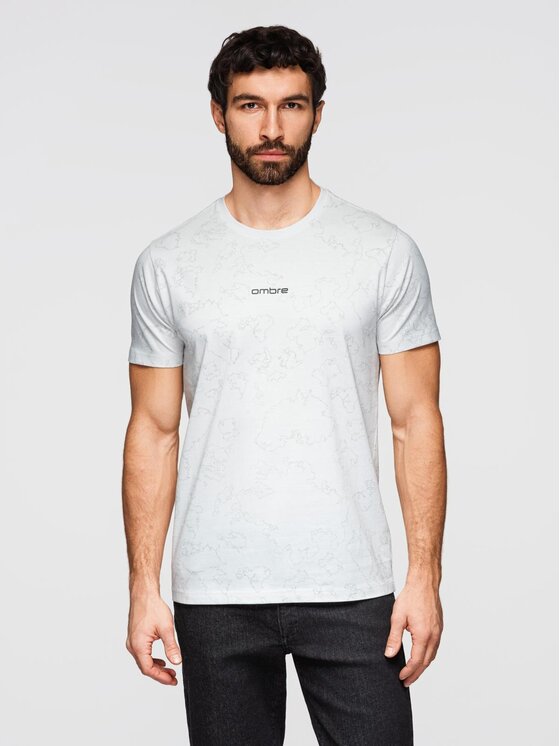 Ombre Ombre T-Shirt OM-TSFP-0263 Biały Regular Fit