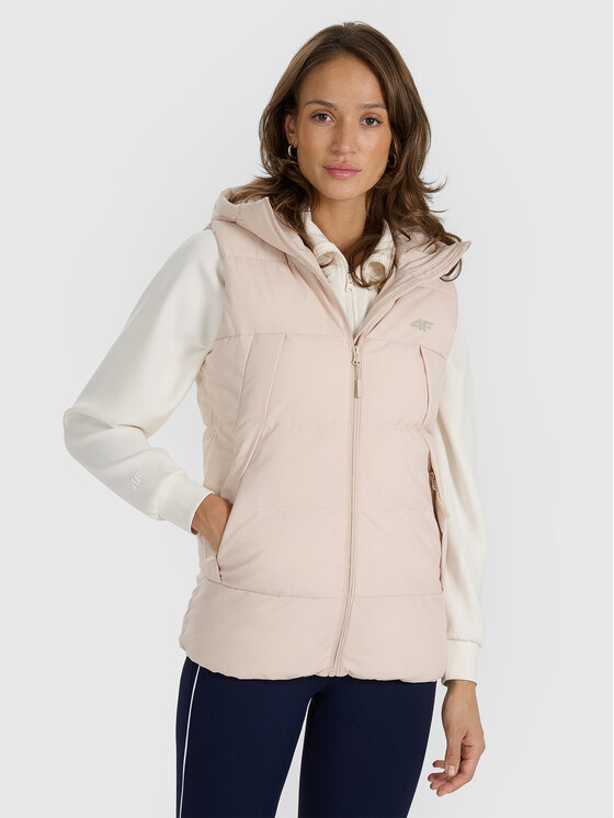 4F 4F Kamizelka MIDSHOP TEXTILE Beżowy Regular Fit