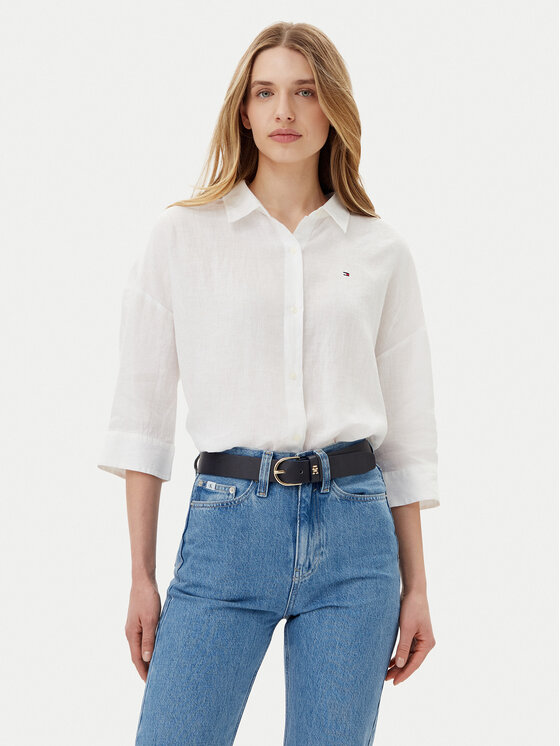 Tommy Hilfiger Tommy Hilfiger Košile WW0WW46169 Bílá Loose Fit
