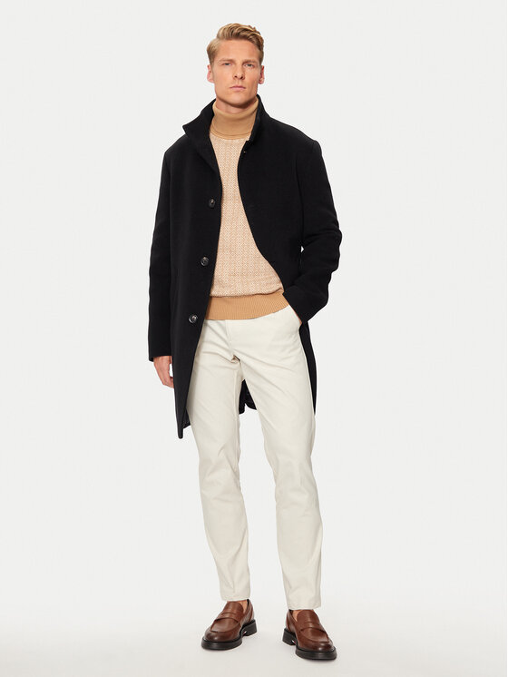 Tommy Hilfiger Tommy Hilfiger Вълнено палто MW0MW37956 Черен Regular Fit