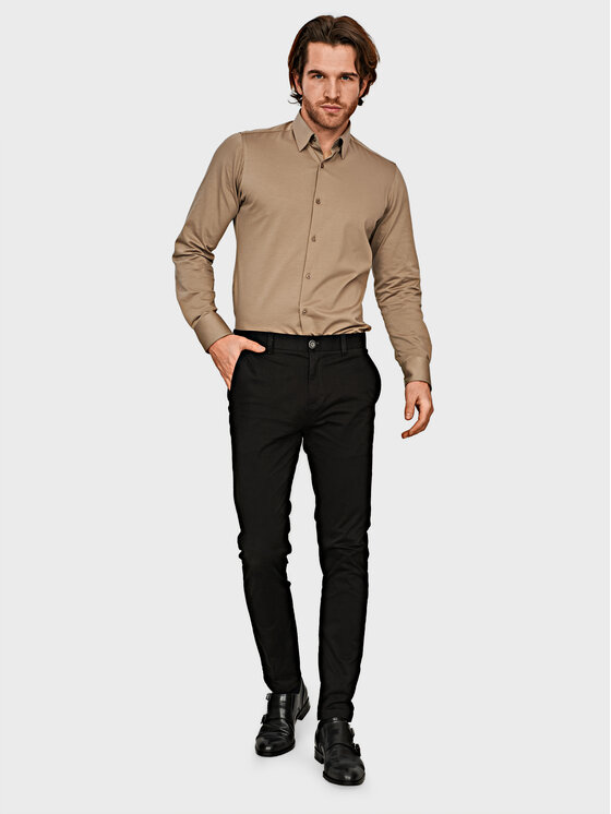 Evenemen Evenemen Koszula Stickat Beżowy Slim Fit