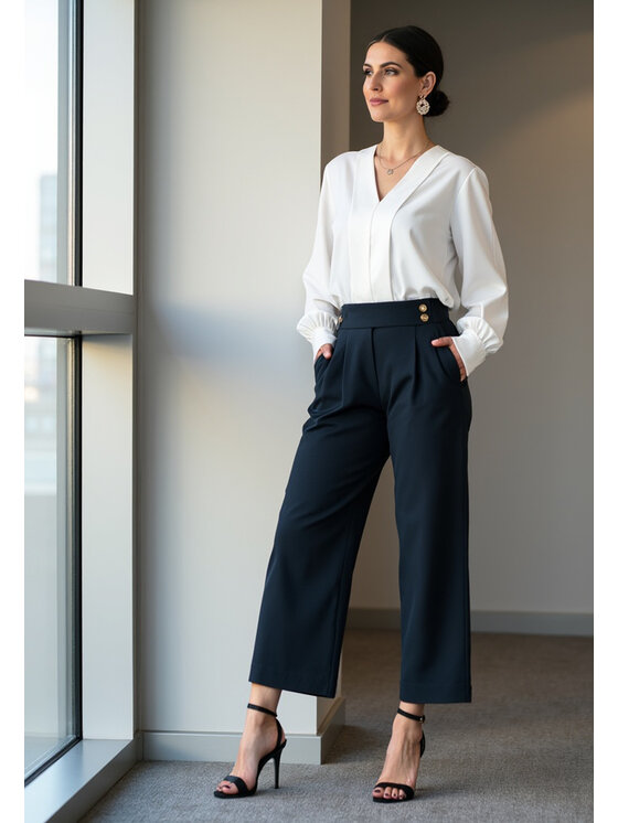 FIGL FIGL Culottes nohavice M1132 Tmavomodrá Flared Leg