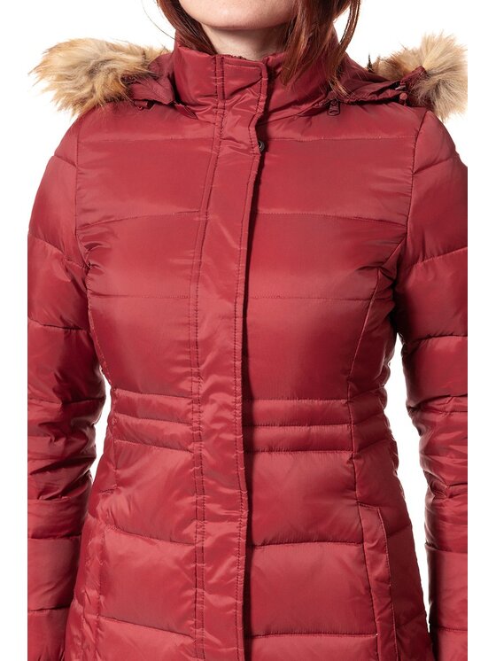 Wrangler Wrangler Kurtka damska LONG PUFFER Czerwony Slim Fit