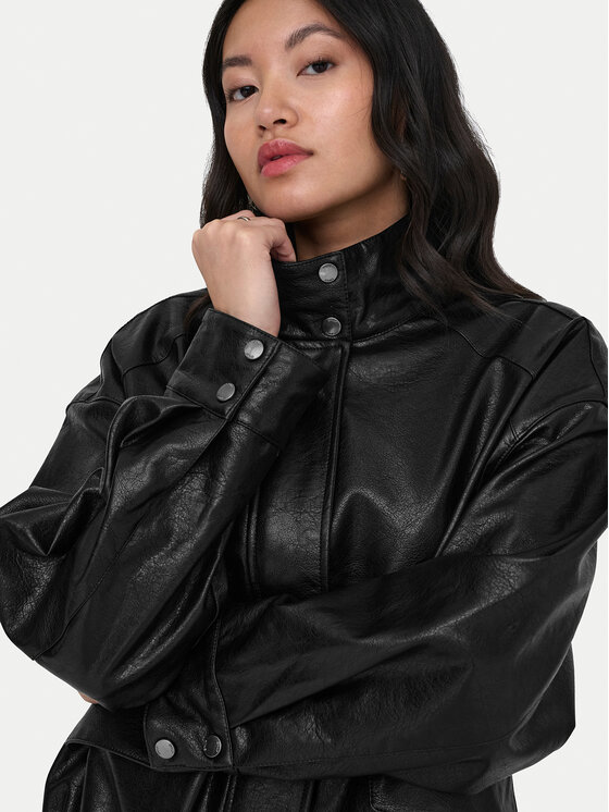 ONLY ONLY Műbőr dzseki Julia 15373024 Fekete Loose Fit