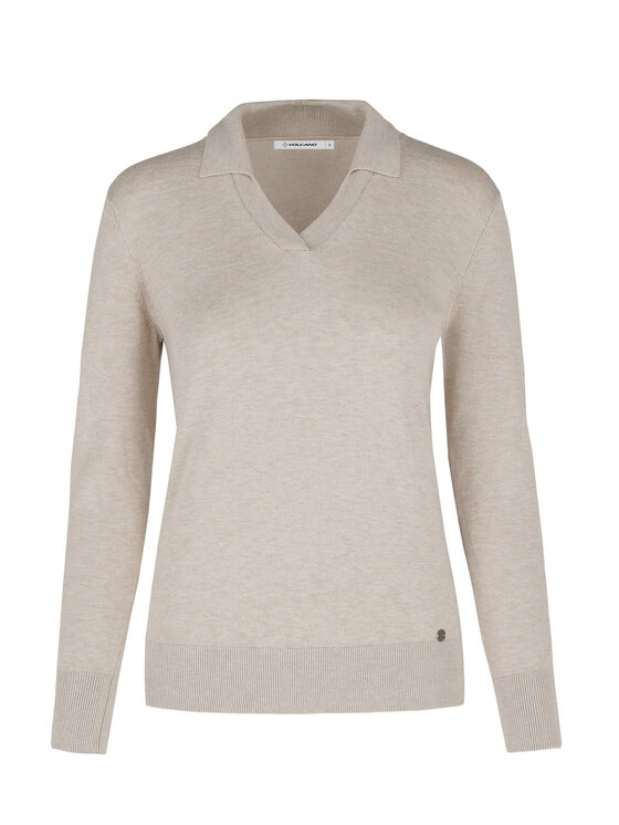 Volcano Volcano Sweter S-TOYO Beżowy Regular Fit