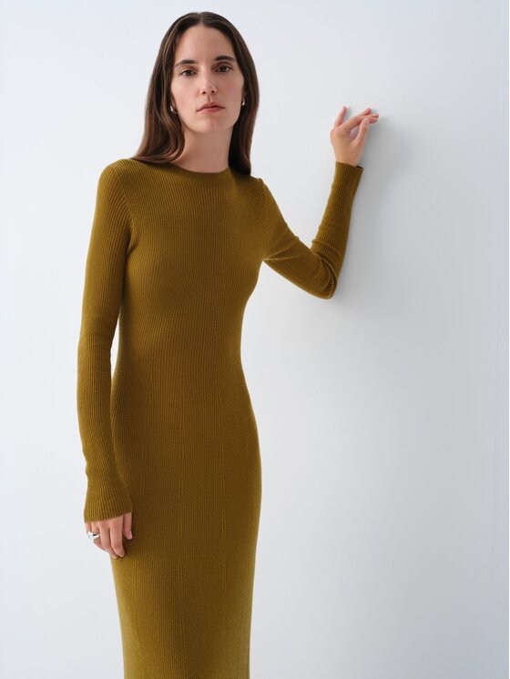 La Mania La Mania Sukienka dzianinowa SHIVAN Khaki Basic Fit
