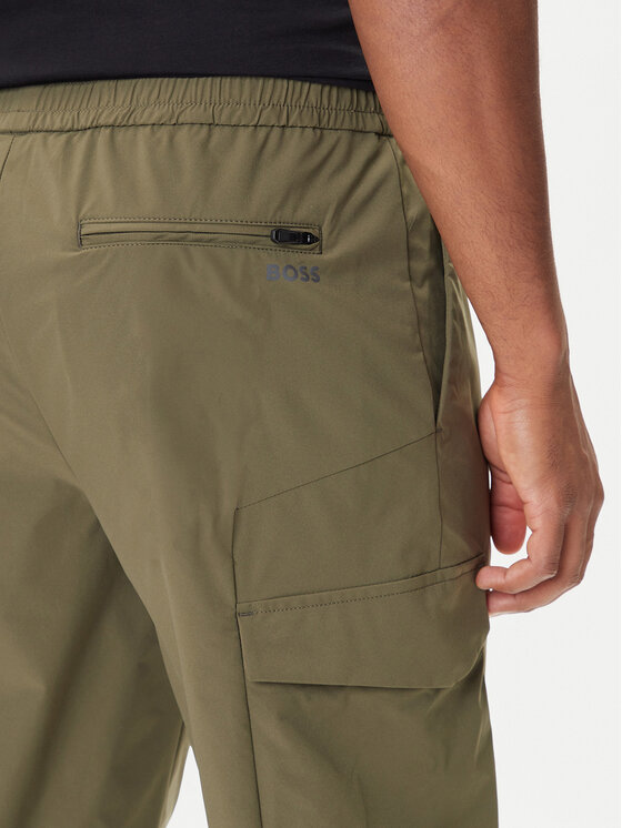 BOSS BOSS Bavlnené nohavice T_Urbanex-Cargolight 50508339 Zelená Tapered Fit