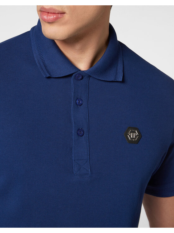 PHILIPP PLEIN PHILIPP PLEIN Polo 295 Niebieski jasny Slim Fit