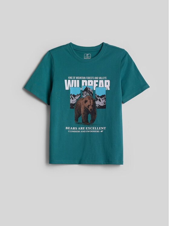 4F 4F T-Shirt 4FJKAW26TTSHM4456-46S Πράσινο Regular Fit