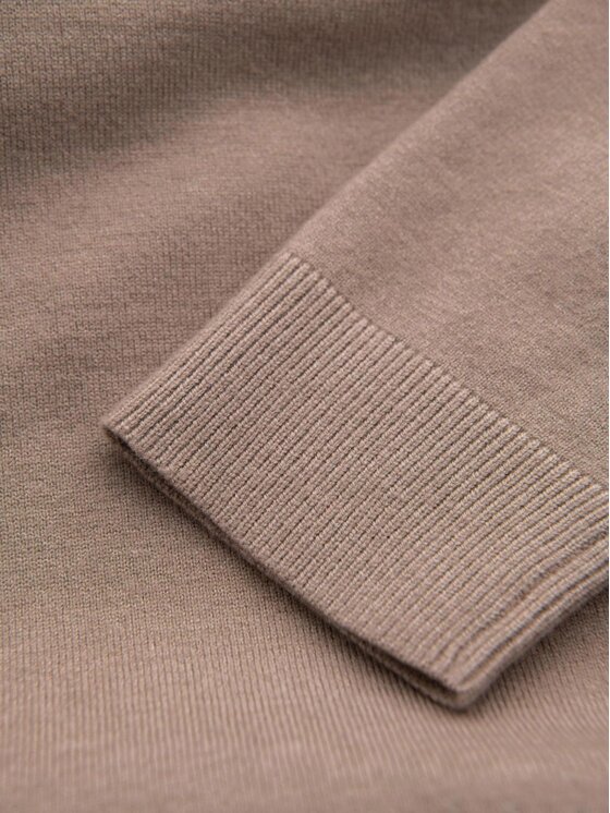 Ombre Ombre Sweter OM-SWTN-0127 Beżowy Regular Fit