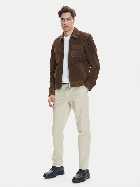 Serge Pariente Serge Pariente Usnjena jakna Cred Rjava Regular Fit