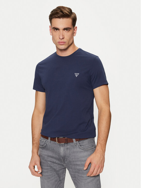 Guess Guess Tricou Caleb U97M00 KCD31 Bleumarin Slim Fit